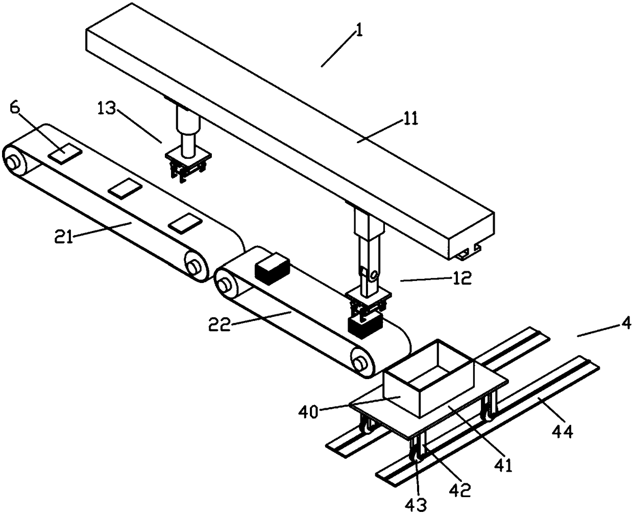 Palletizing and packing device for exterior wall tiles