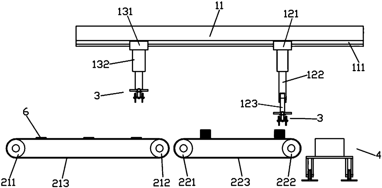 Palletizing and packing device for exterior wall tiles