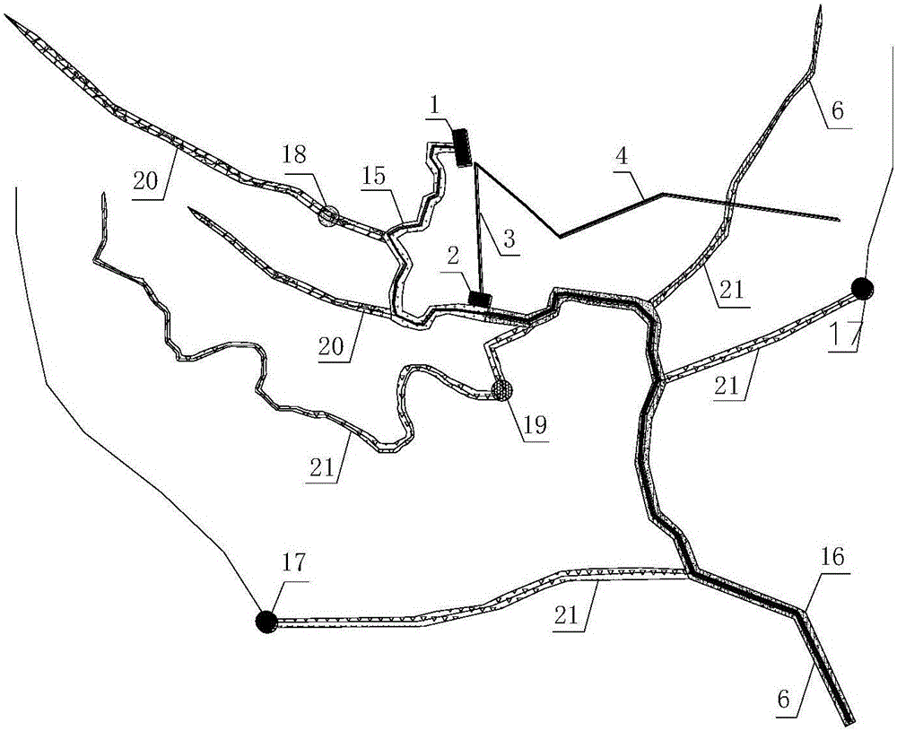 Fish habitat comprehensive protection system for upper stream, down stream, main stream and branch stream of reservoir