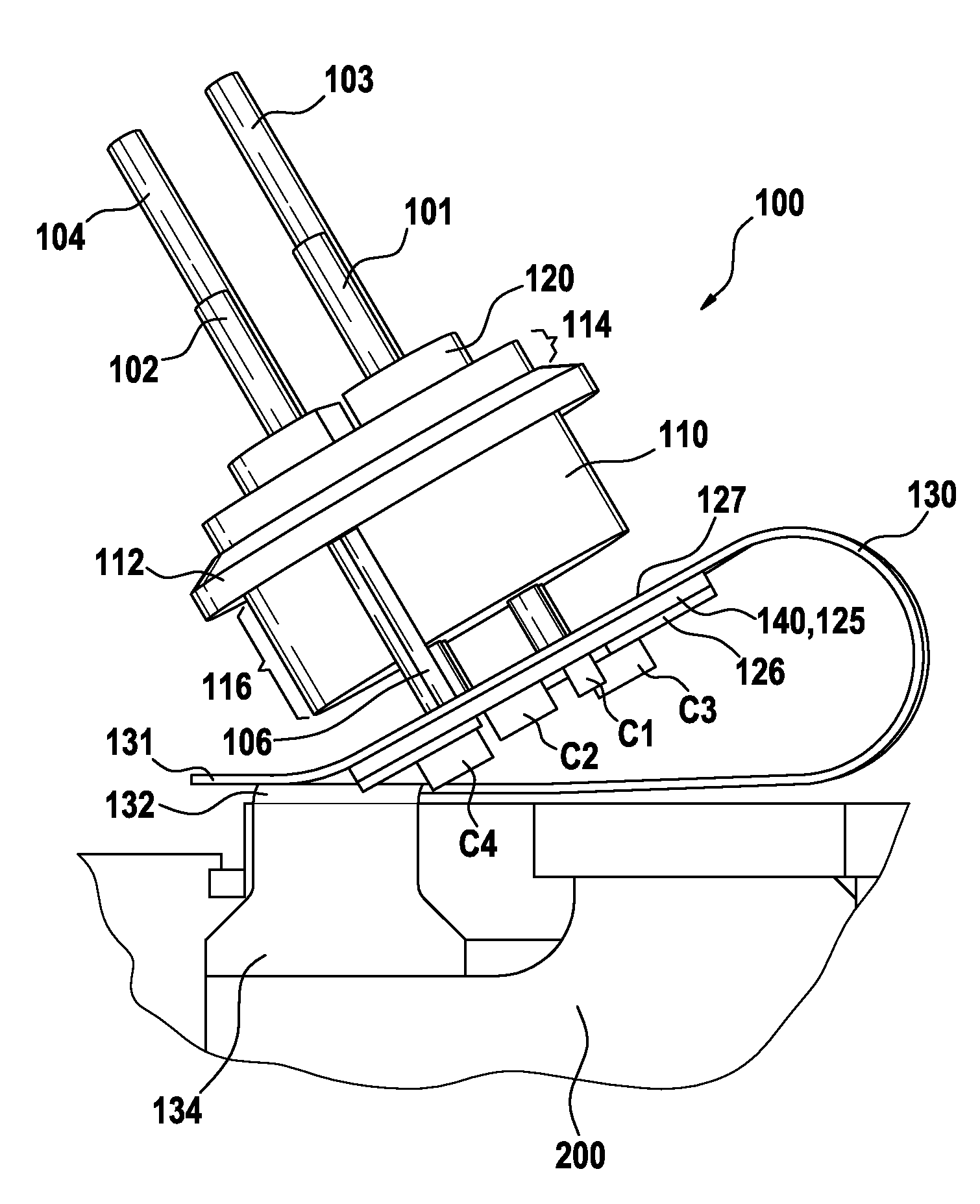 Filtering assembly and a feedthrough assembly