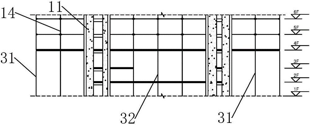 Large-cantilever steel frame structure with pull rod and construction method thereof