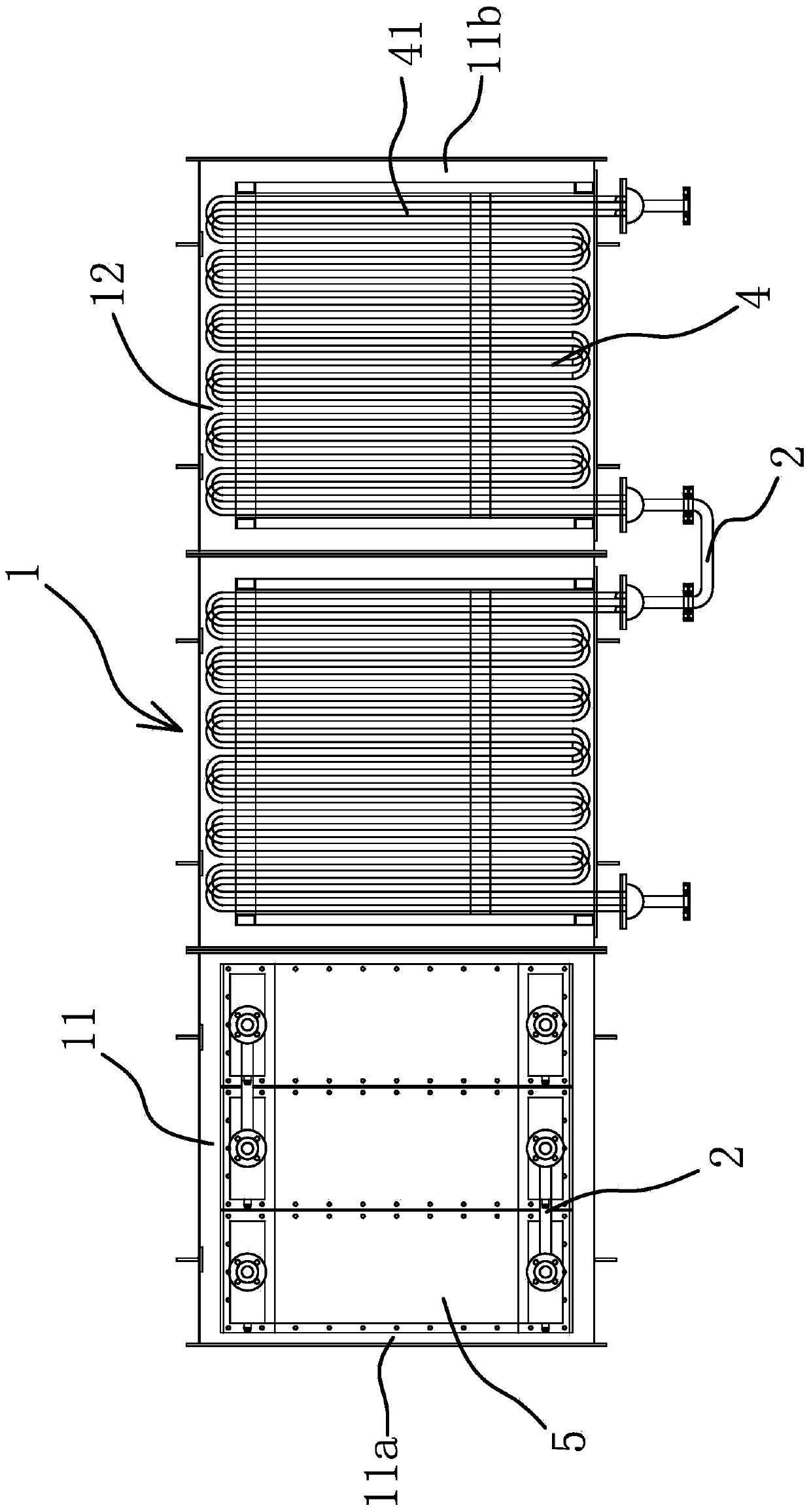 Flue gas heating treatment device