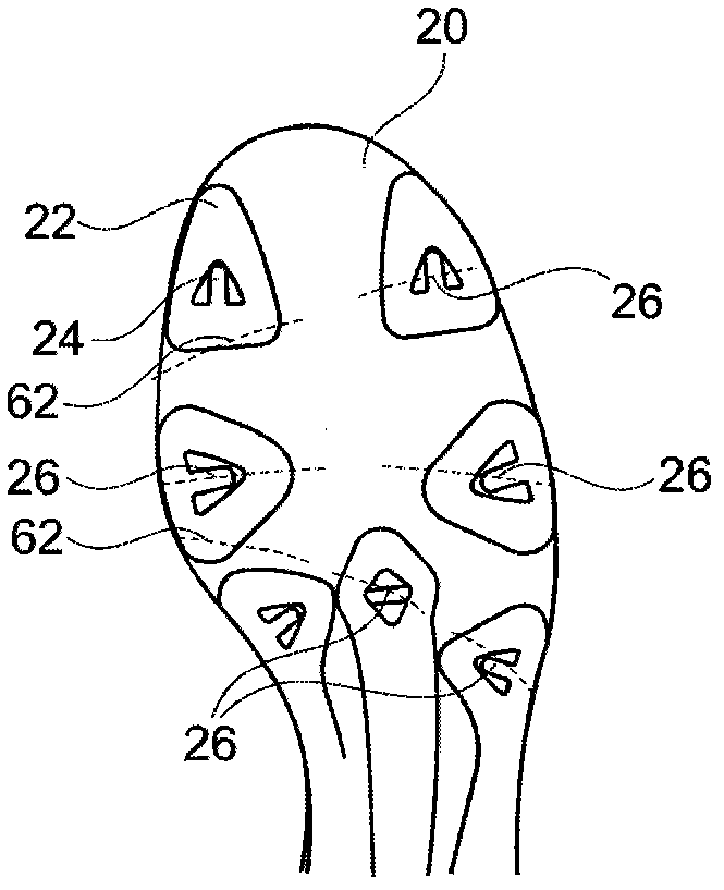 Flexible stud-football boot with elastic flexibility area passing through stud body