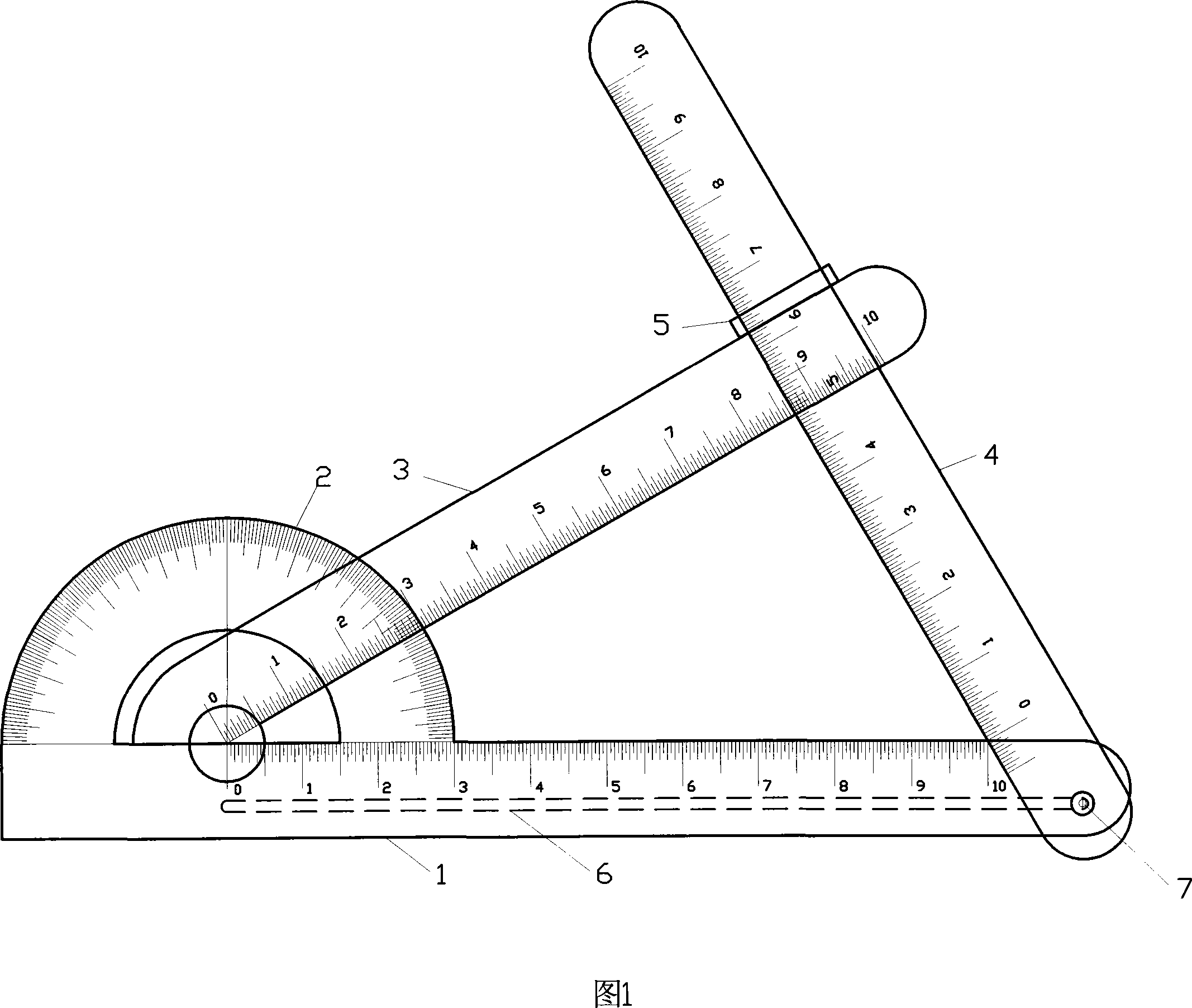 Multifunctional mathmatical ruler