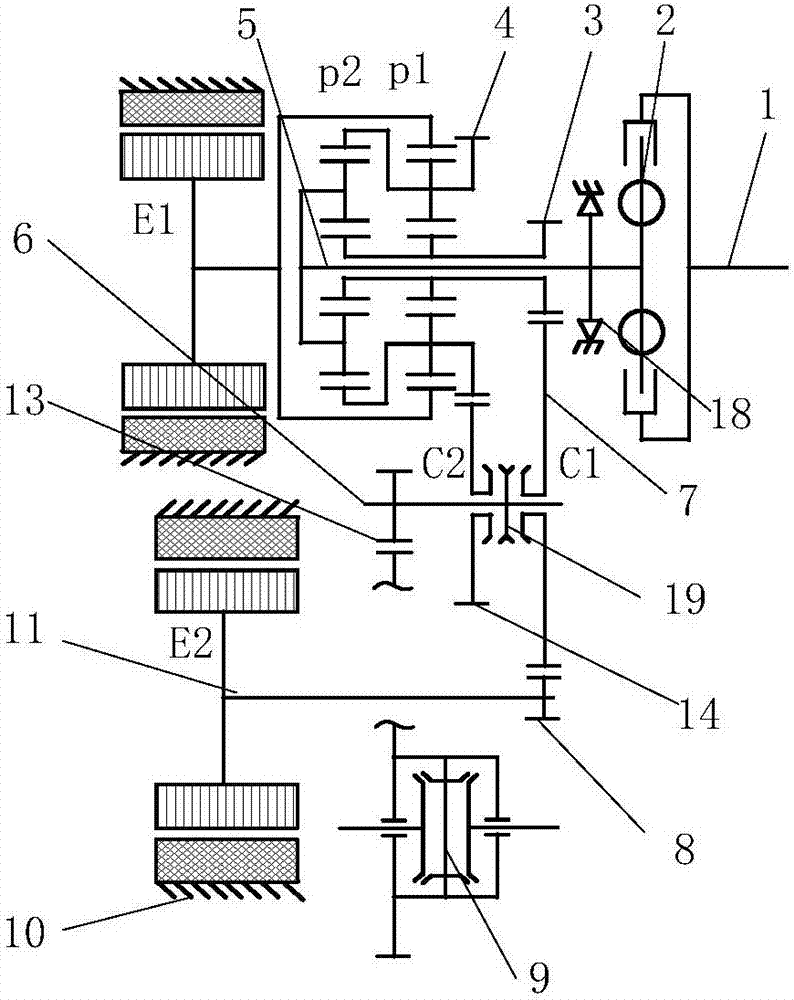 Forward wheel drive dual-mode hybrid power transmission device