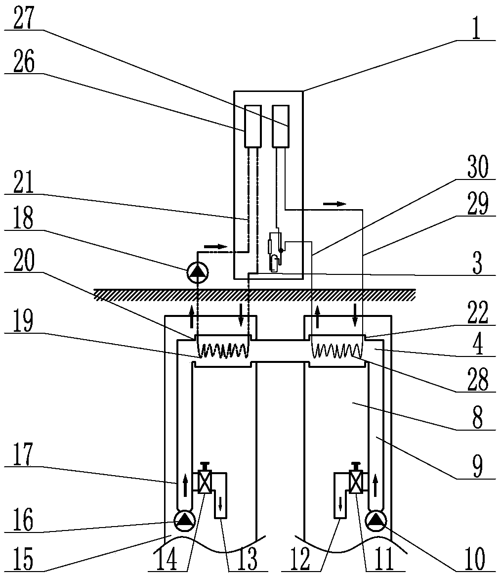 Closed type double-well heat exchange double-energy double-effect air conditioner