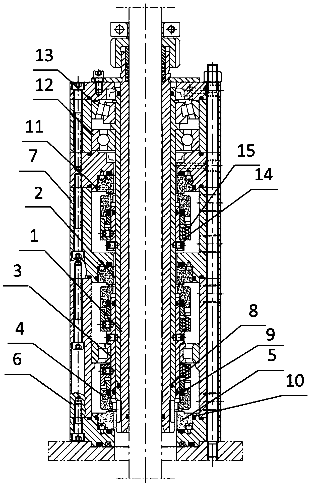 Mechanical sealing device with extending and rotating functions