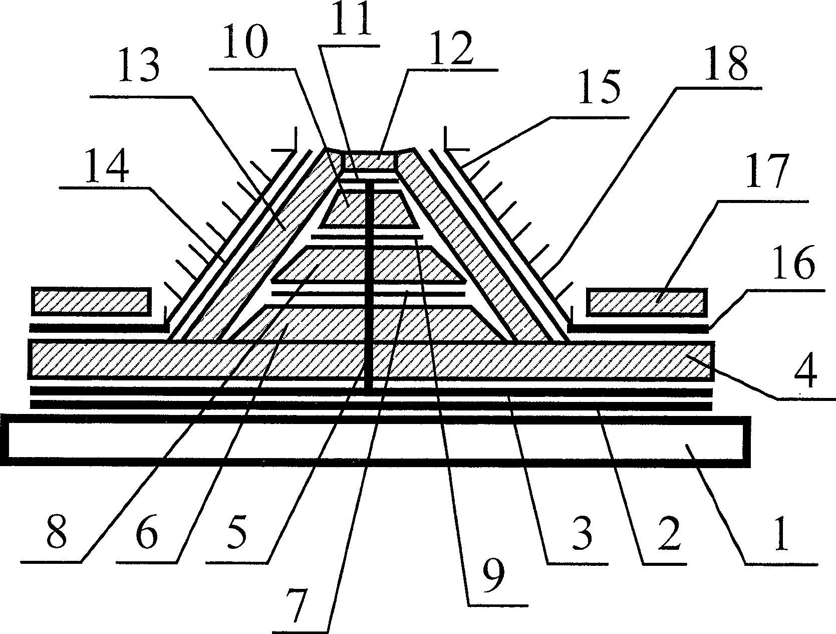 Multiple coaxial cylindrical surface side grid control type flat panel display and its manufacturing technique