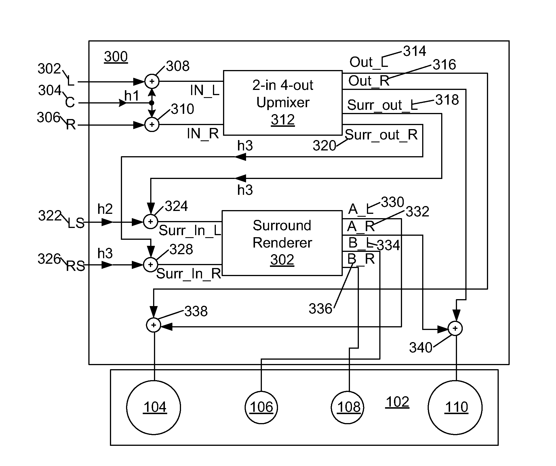 Speaker array for virtual surround rendering