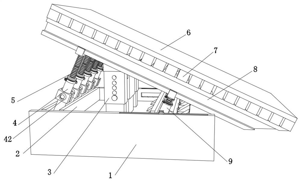 Supporting device capable of adjusting elevation of bent cap end chamfering formwork and construction technology