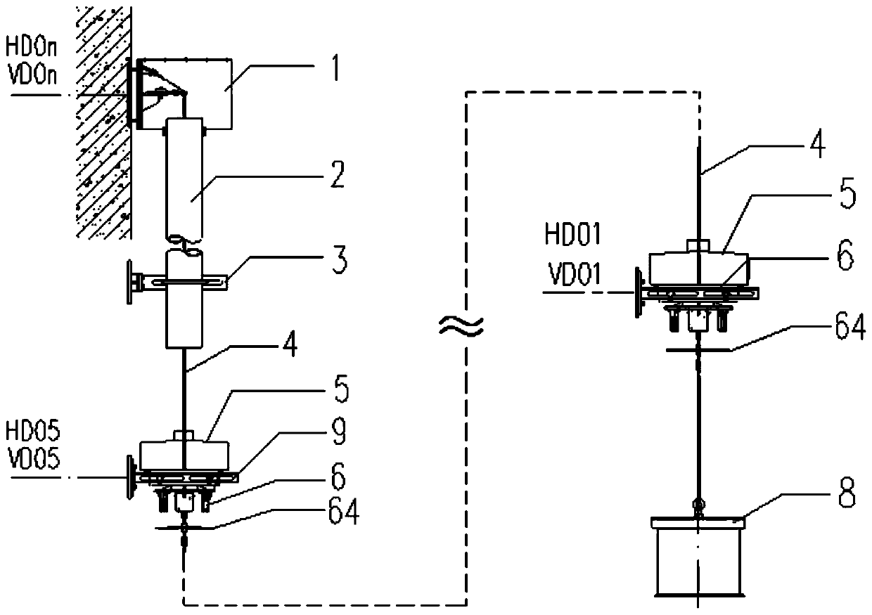 Plummet multi-point 3D shift testing system and test data processing method thereof