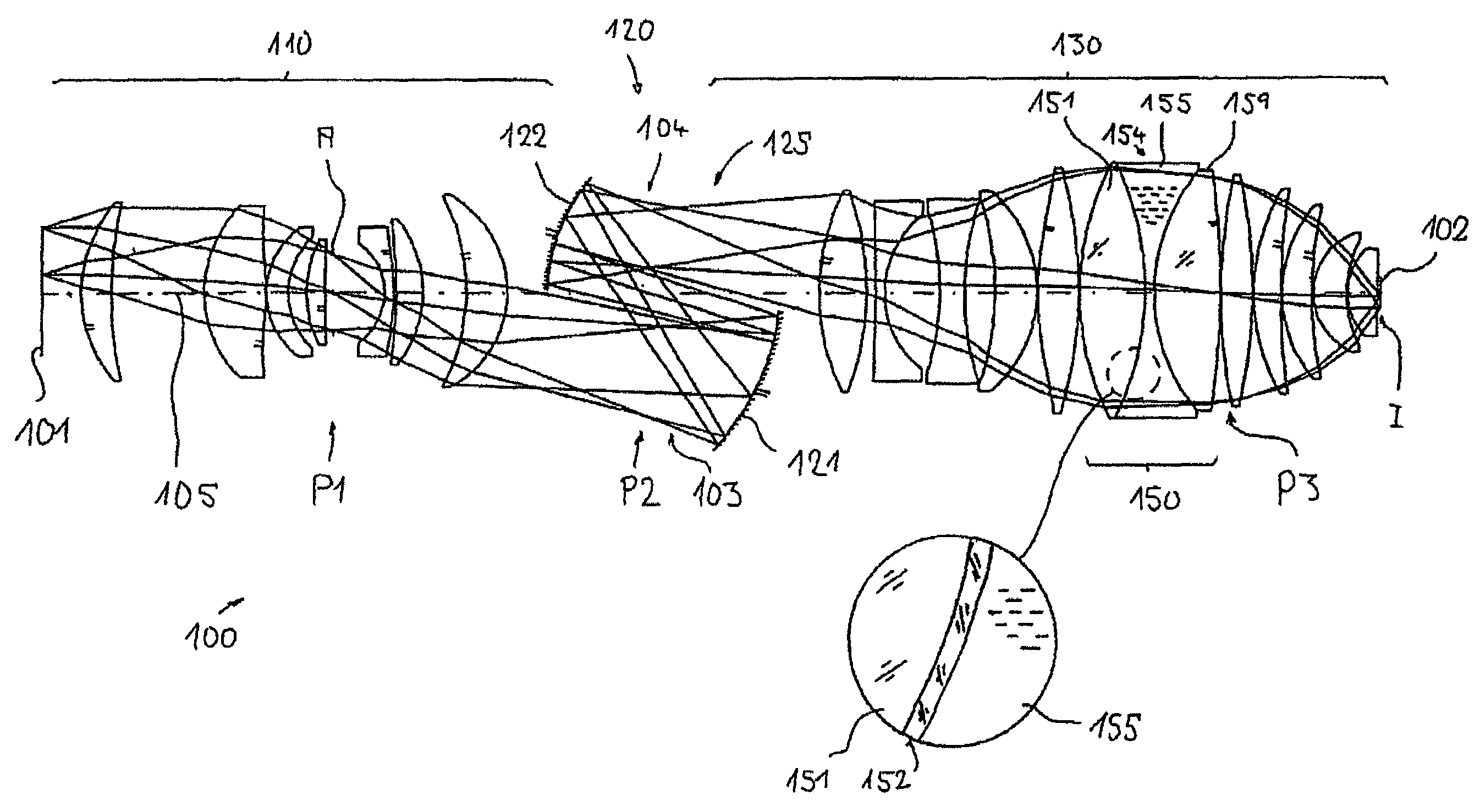 Optical system for ultraviolet light