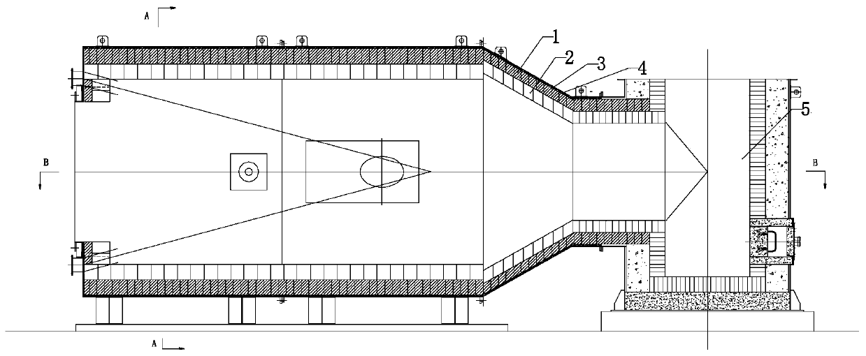 Building structure and process of air inlet and conical section of combustion chamber of suspension furnace