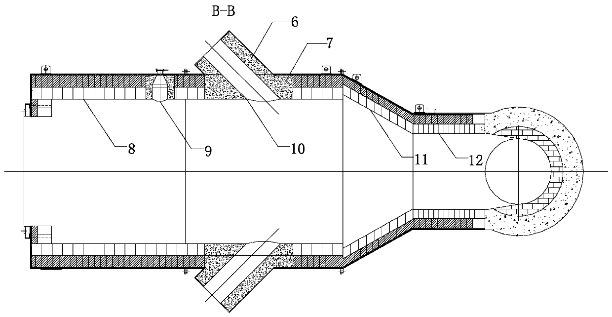 Building structure and process of air inlet and conical section of combustion chamber of suspension furnace