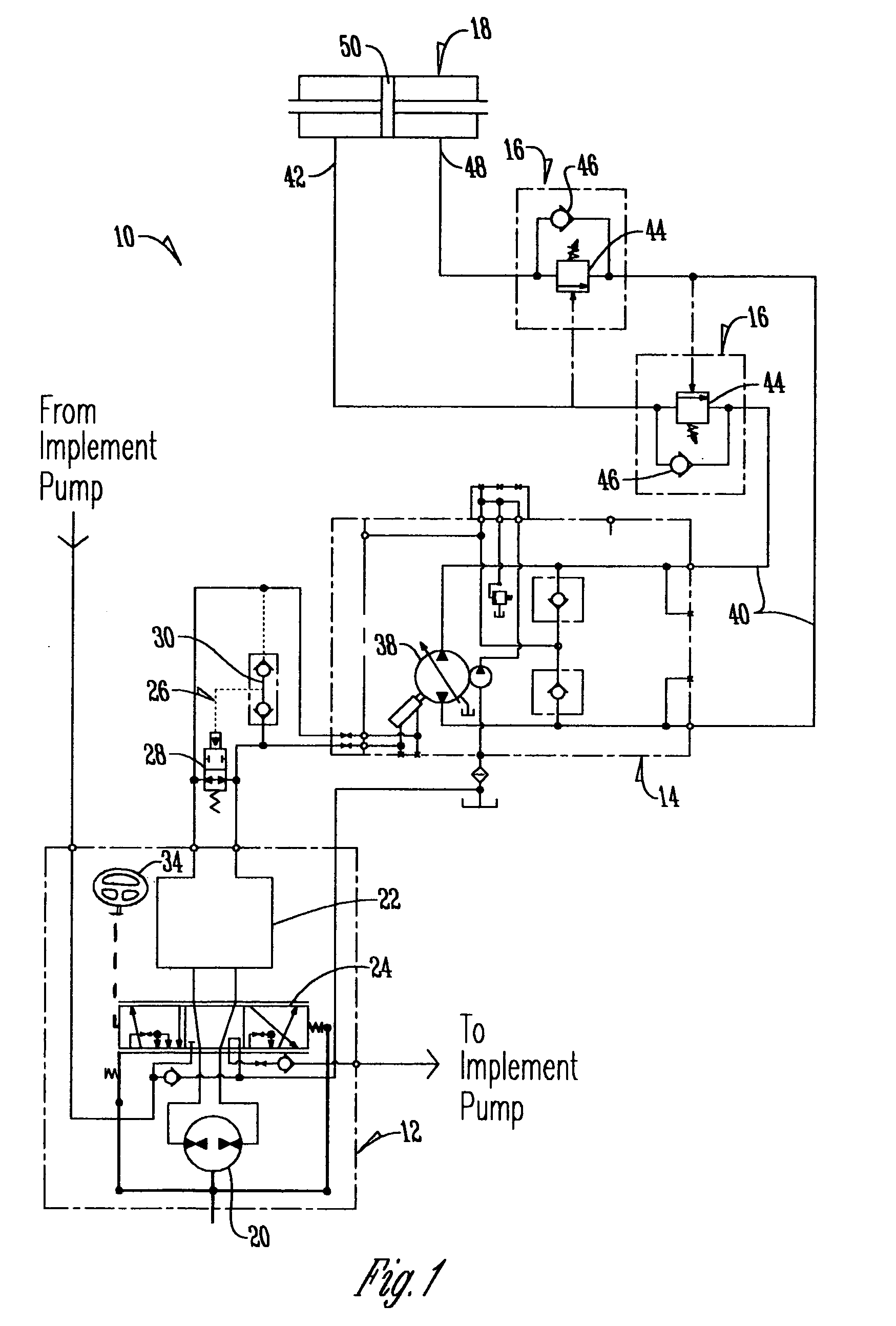 Closed circuit steering circuit for mobile vehicles