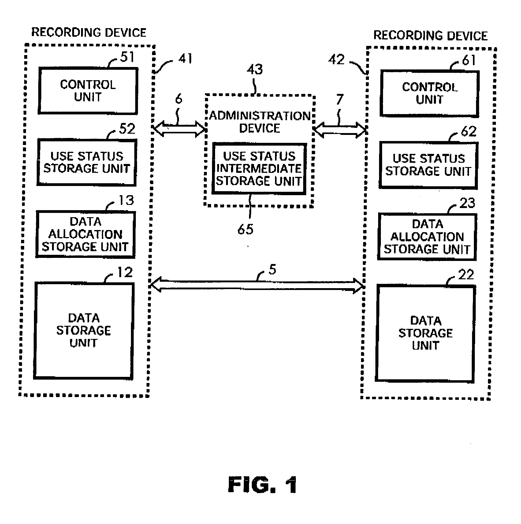 Recording device and recording system using recording disk, and backup method for the same