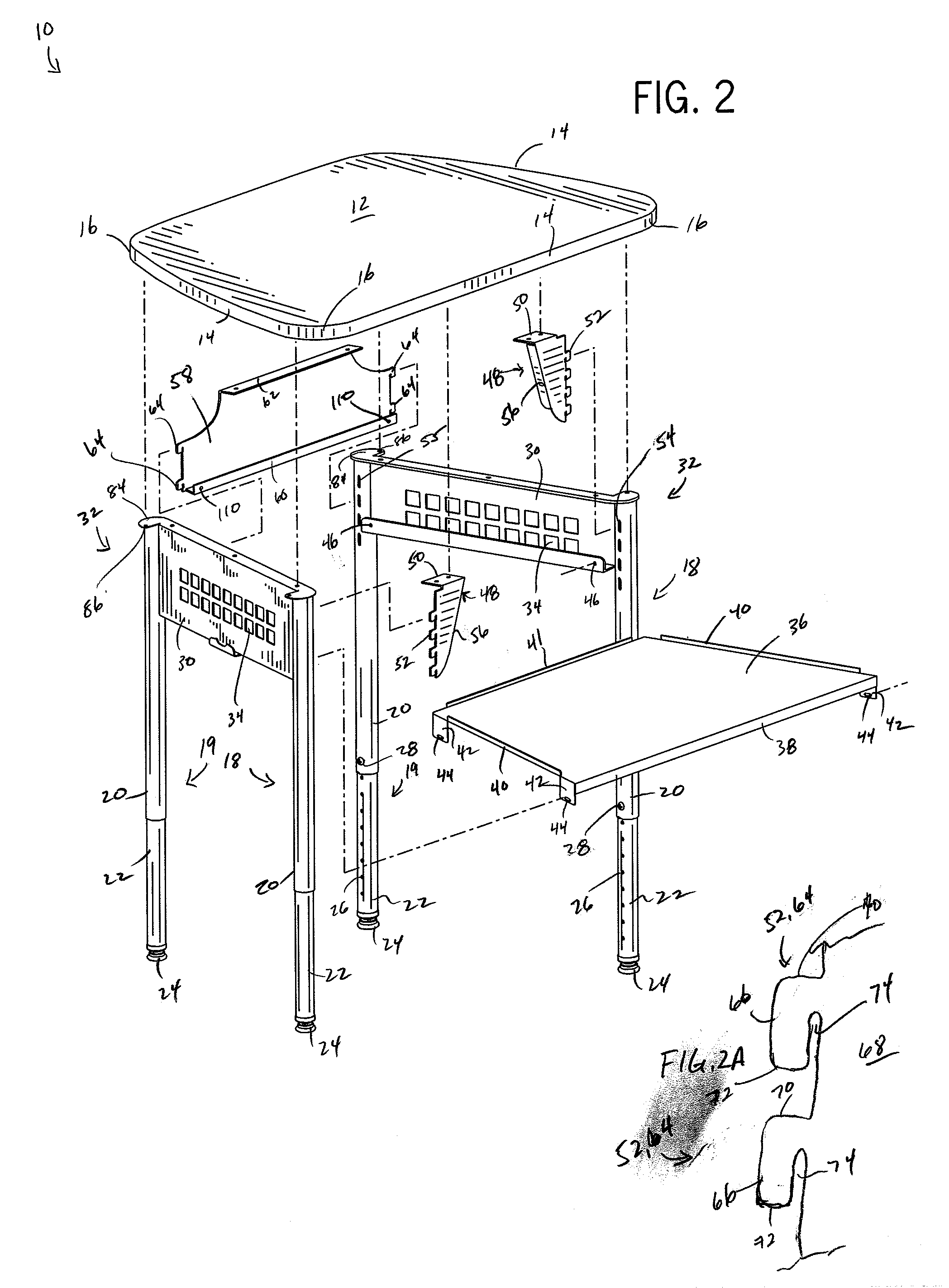 Variable Configuration Desk Having Worksurface Locking Feature