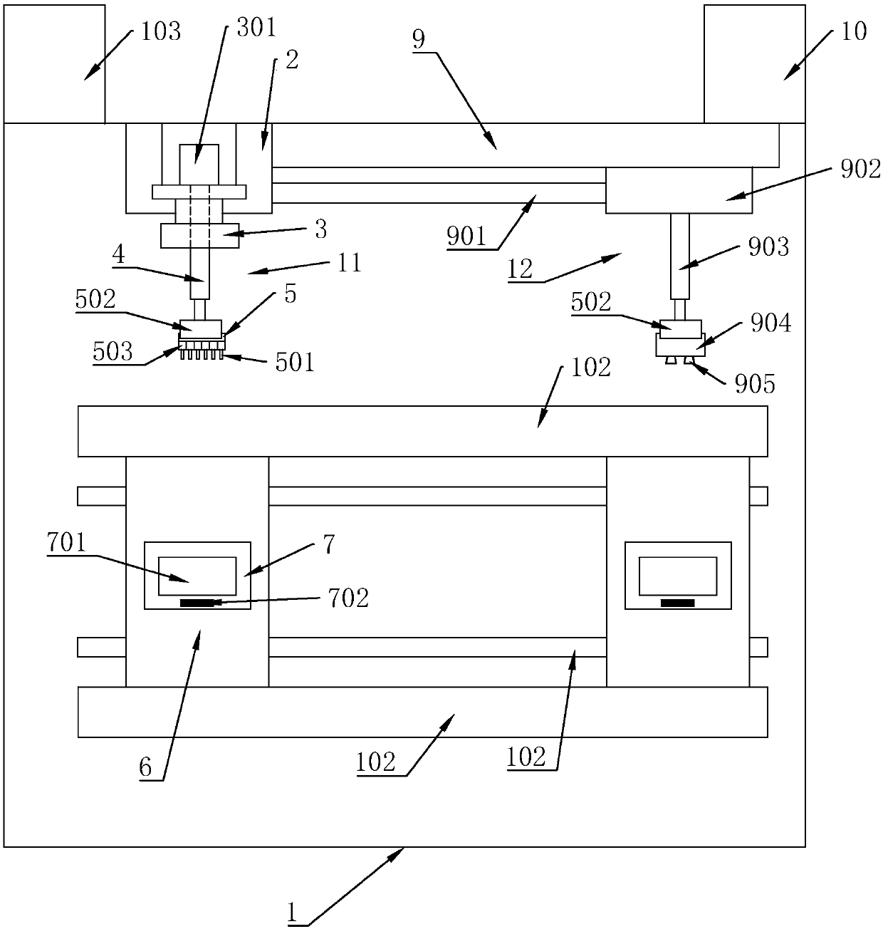 Automatic elastic gluing and transferring device