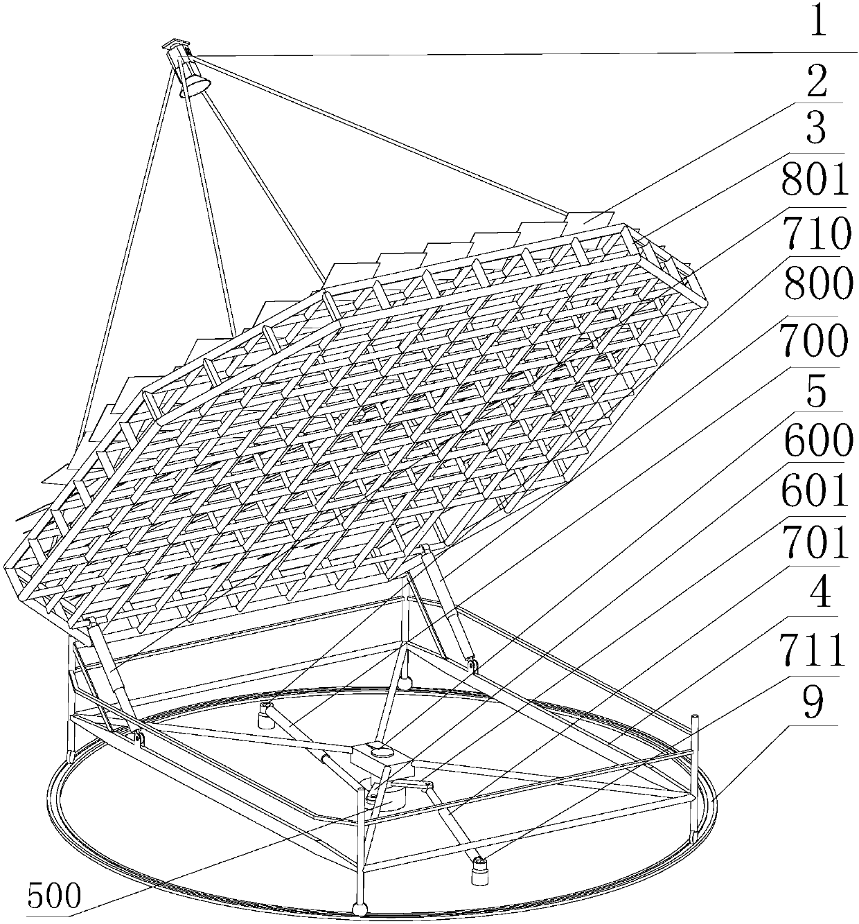 A positioning device for a solar receiving system