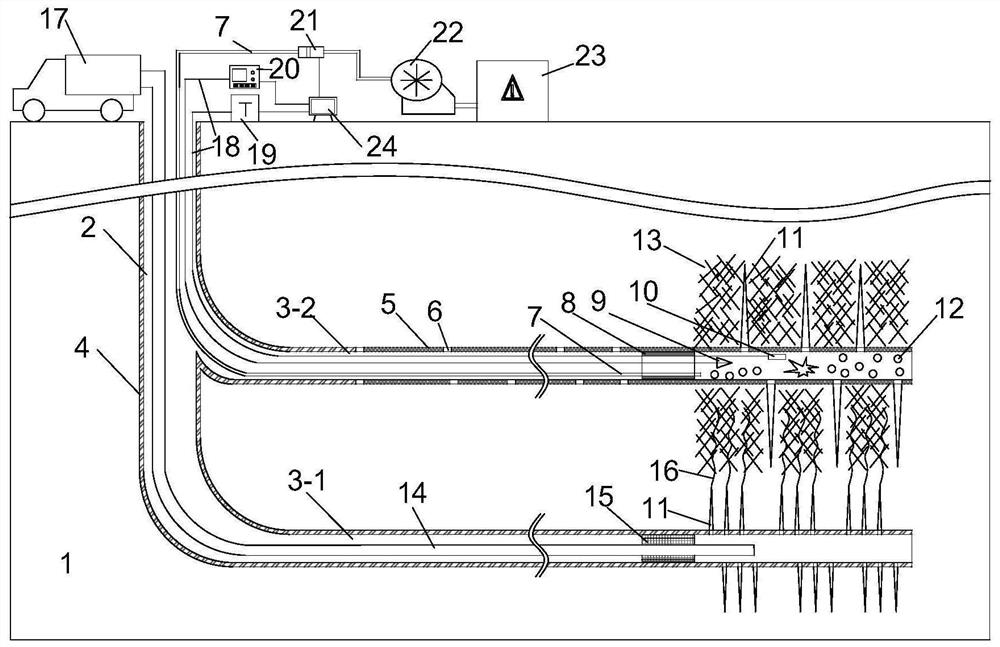 Shale gas production promoting method based on combination of blasting fracturing and hydraulic fracturing