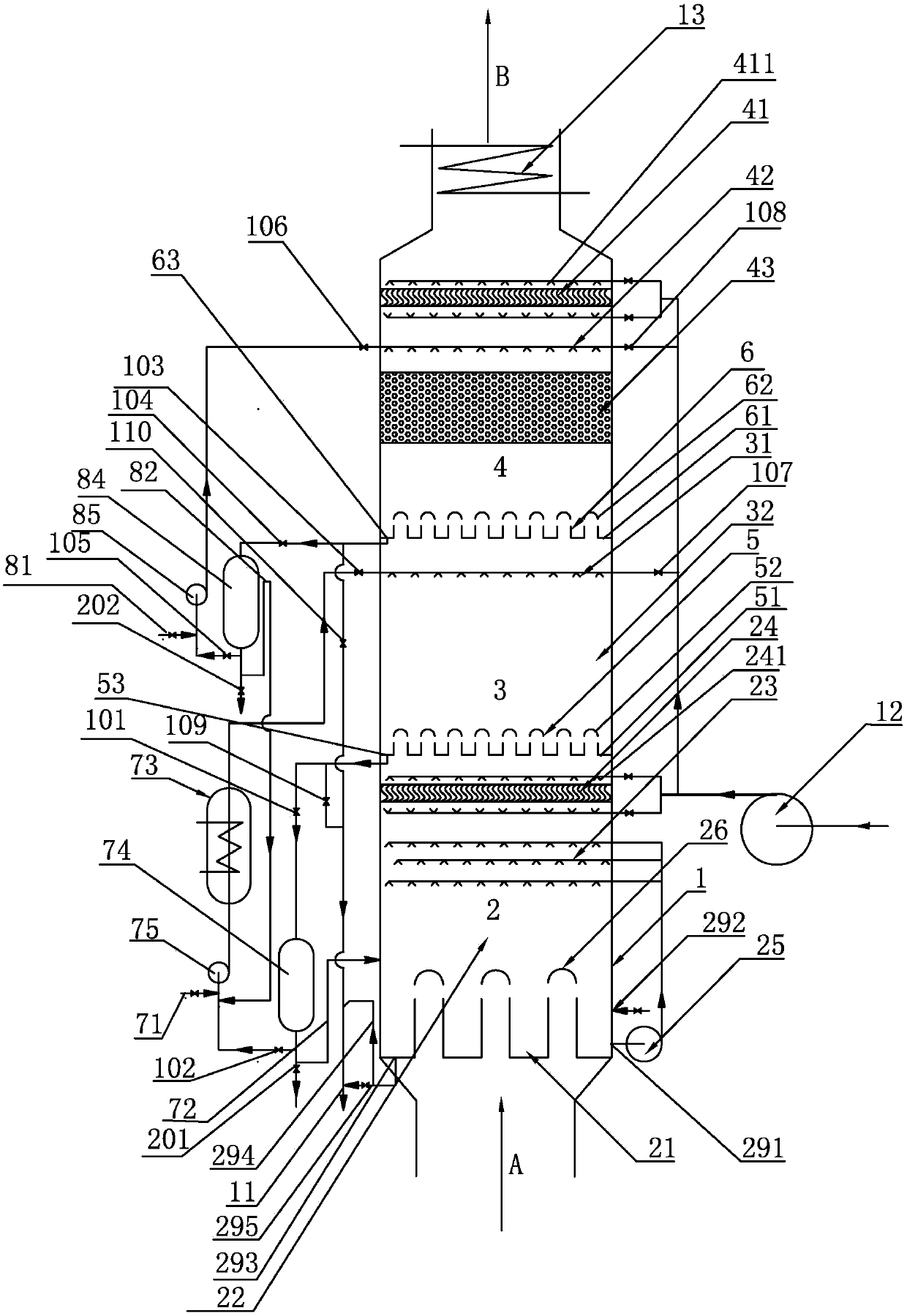 Marine exhaust gas washing device