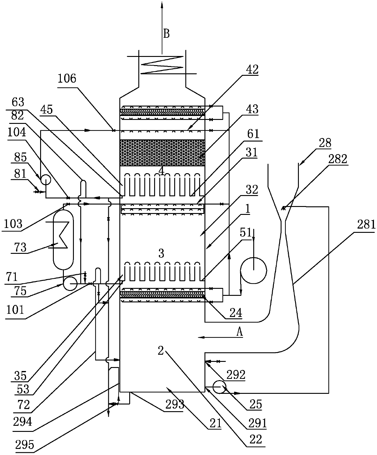 Marine exhaust gas washing device