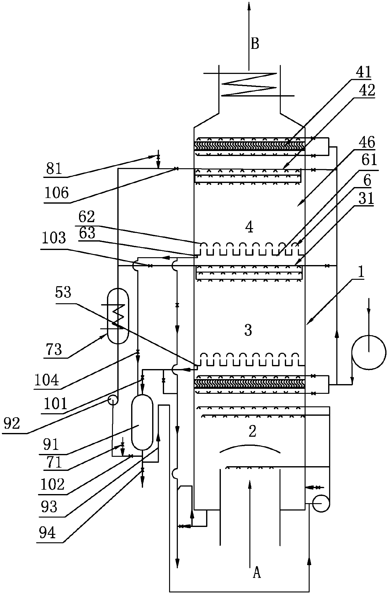 Marine exhaust gas washing device