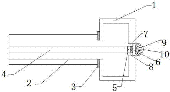 A glue spraying structure for a rock wool centrifuge