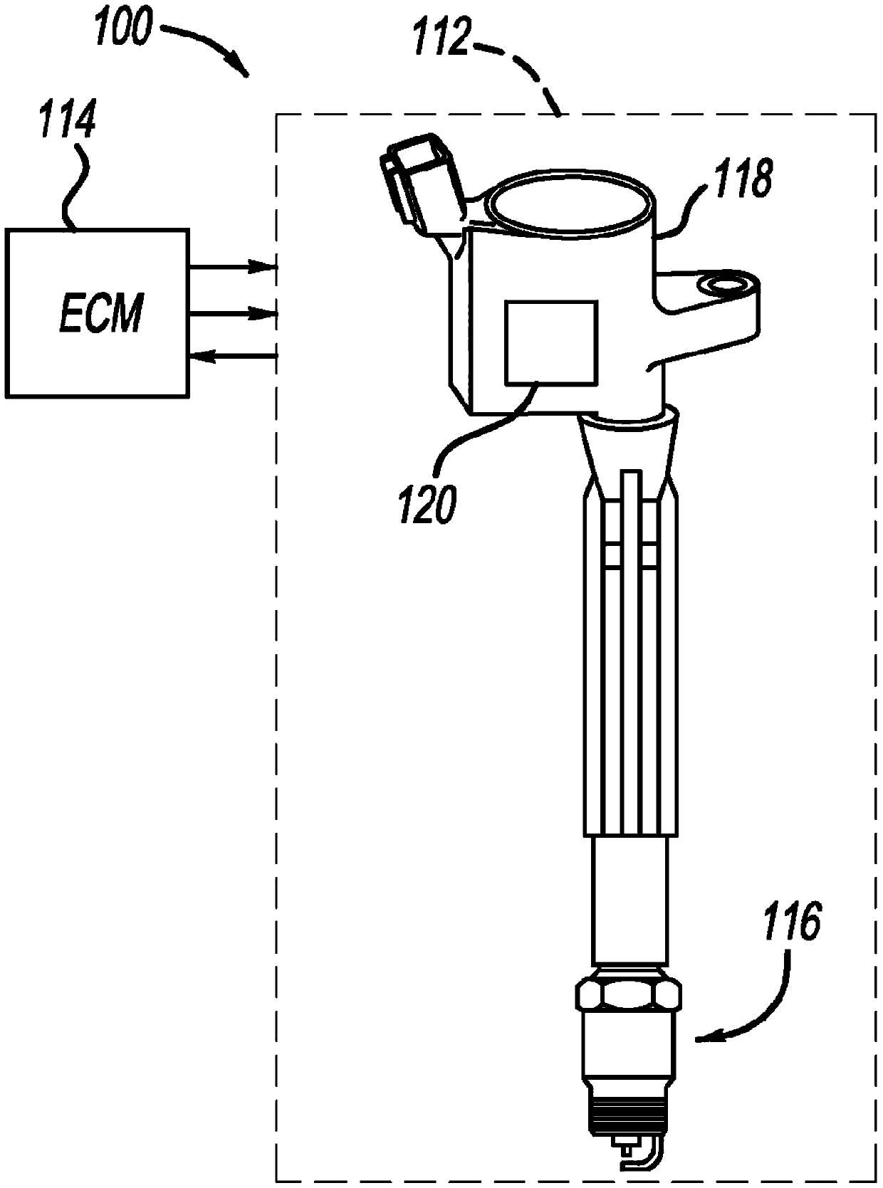 Ionization detector of a coil of a spark plug by shorting the primary inductance