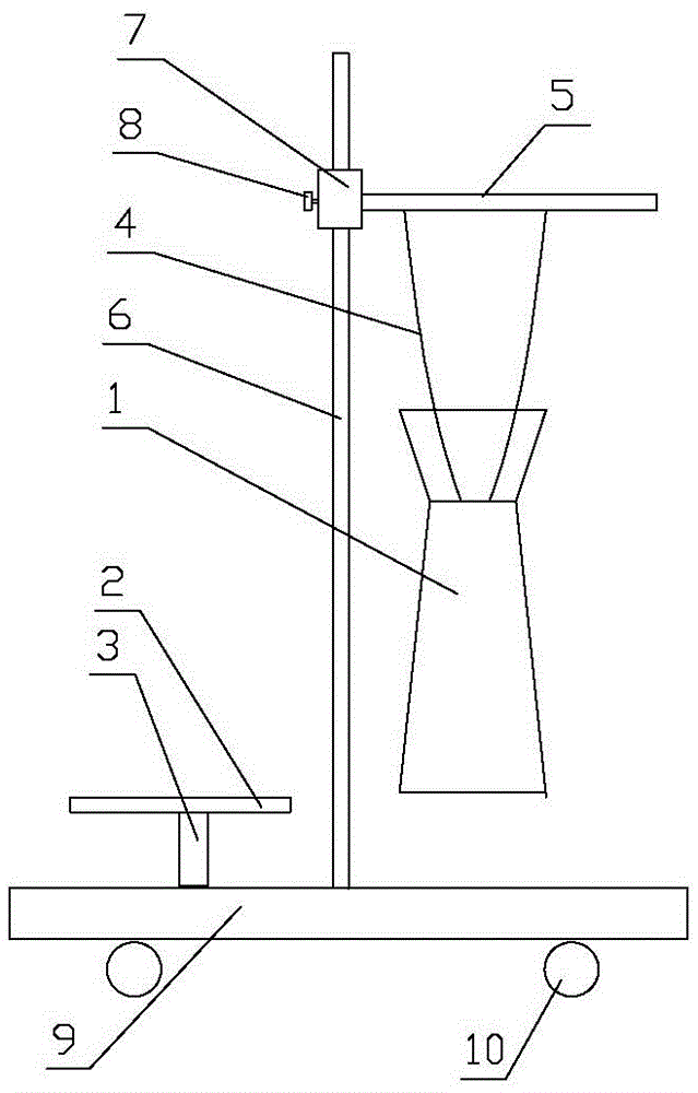 Concrete slump test device and using method