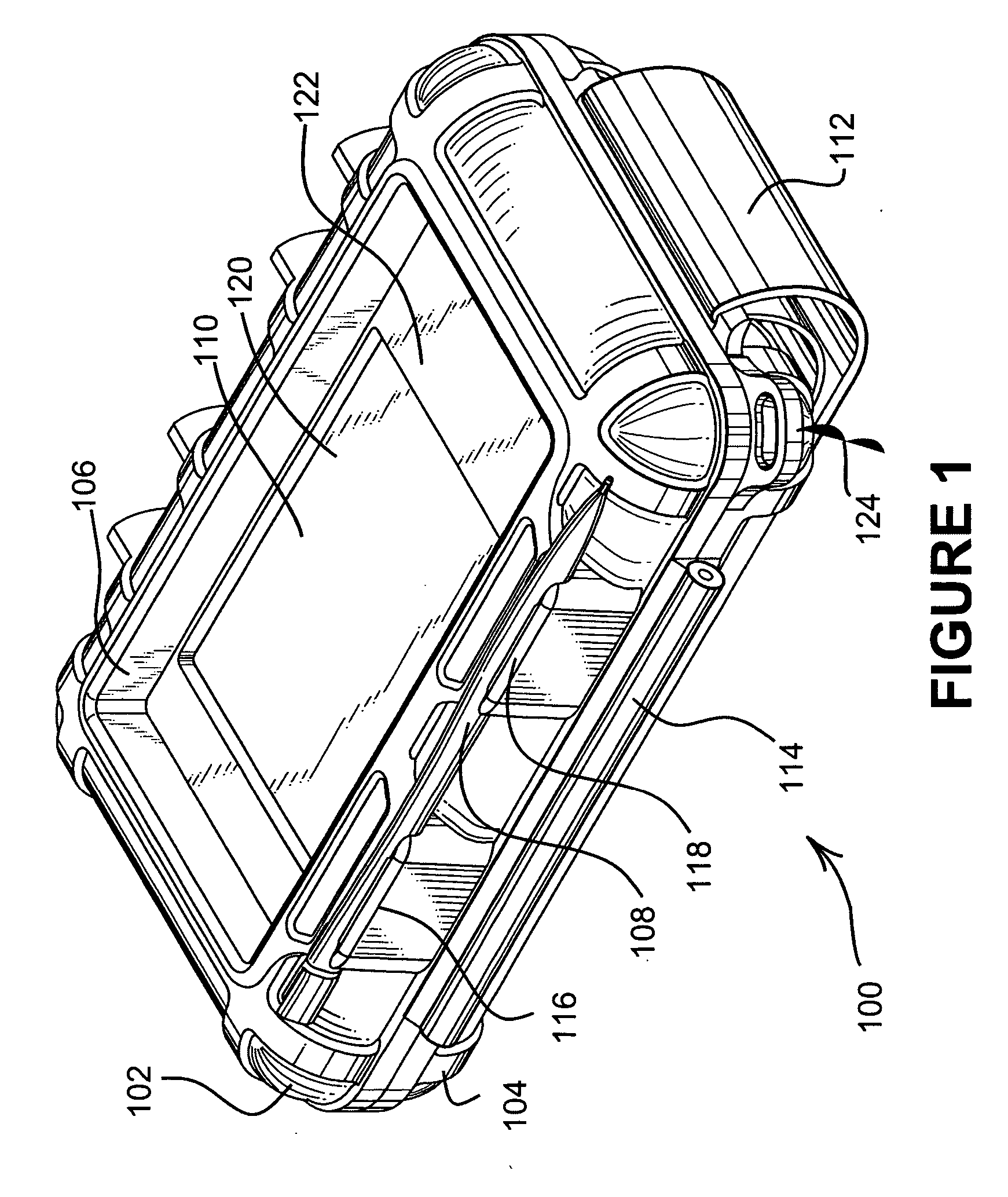 Protective enclosure and watertight adapter for an interactive flat-panel controlled device