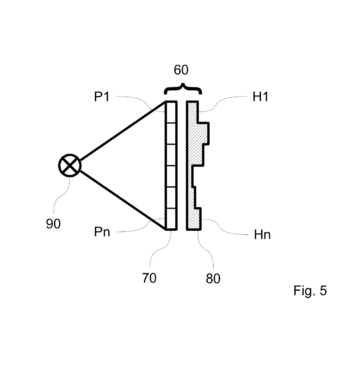 Light modulation device having an optical element for scattering light