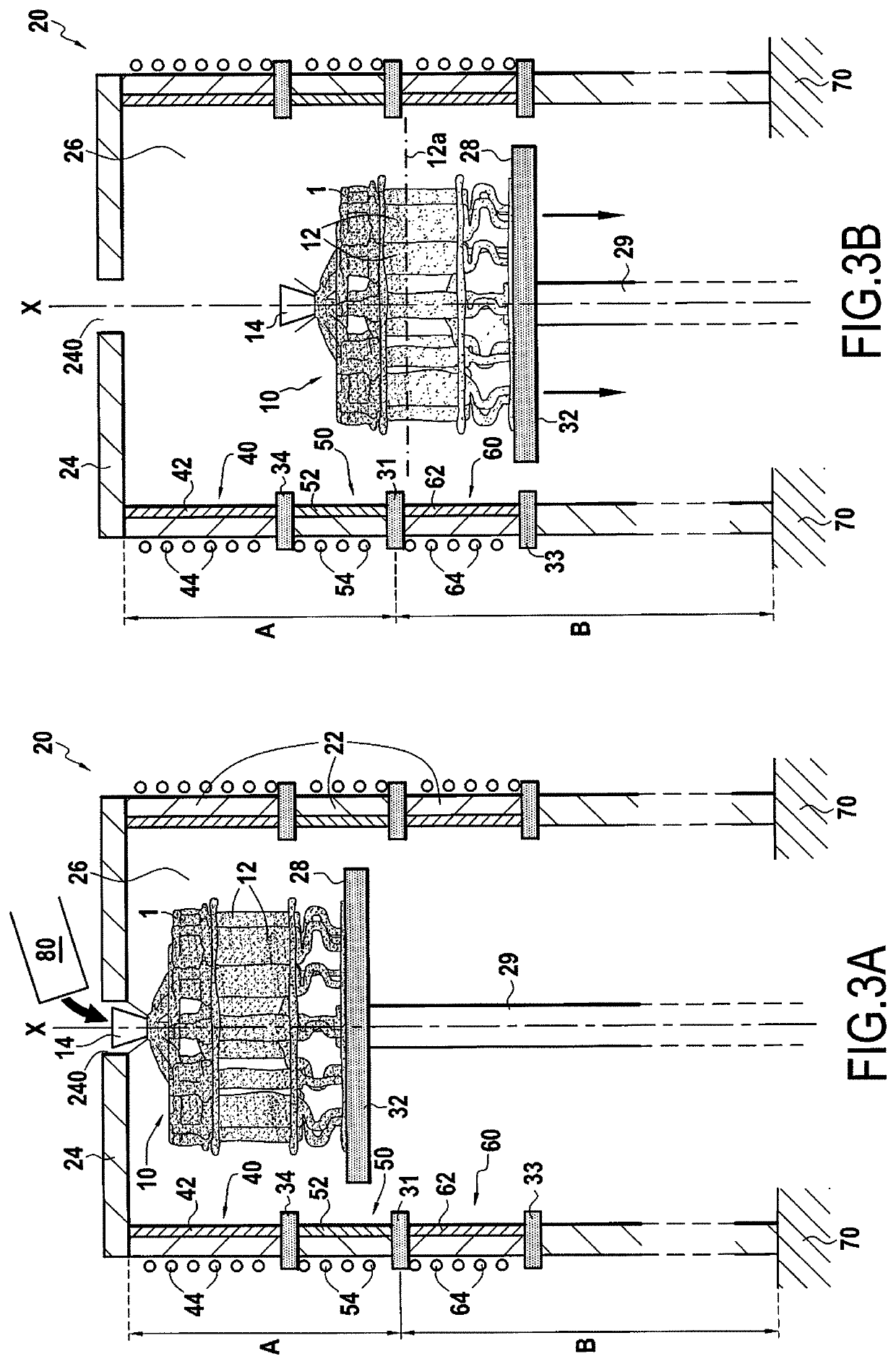 Directional solidification cooling furnace and cooling process using such a furnace