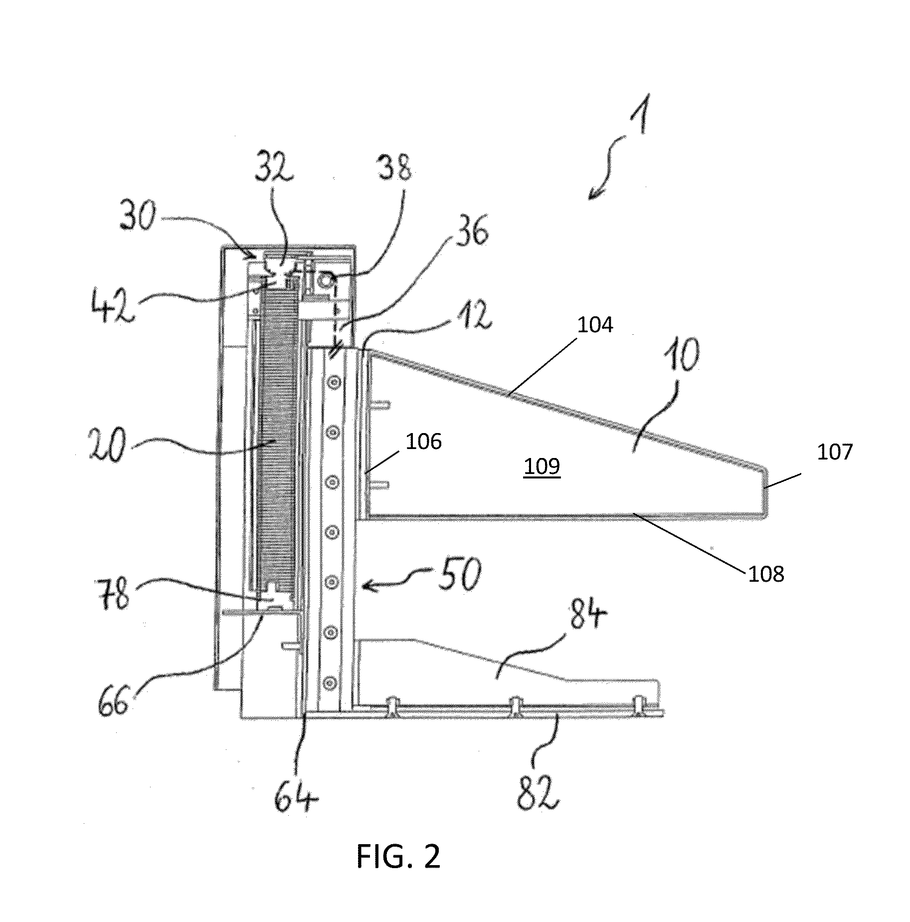 Height-Adjustable Pedestal for a Vehicle