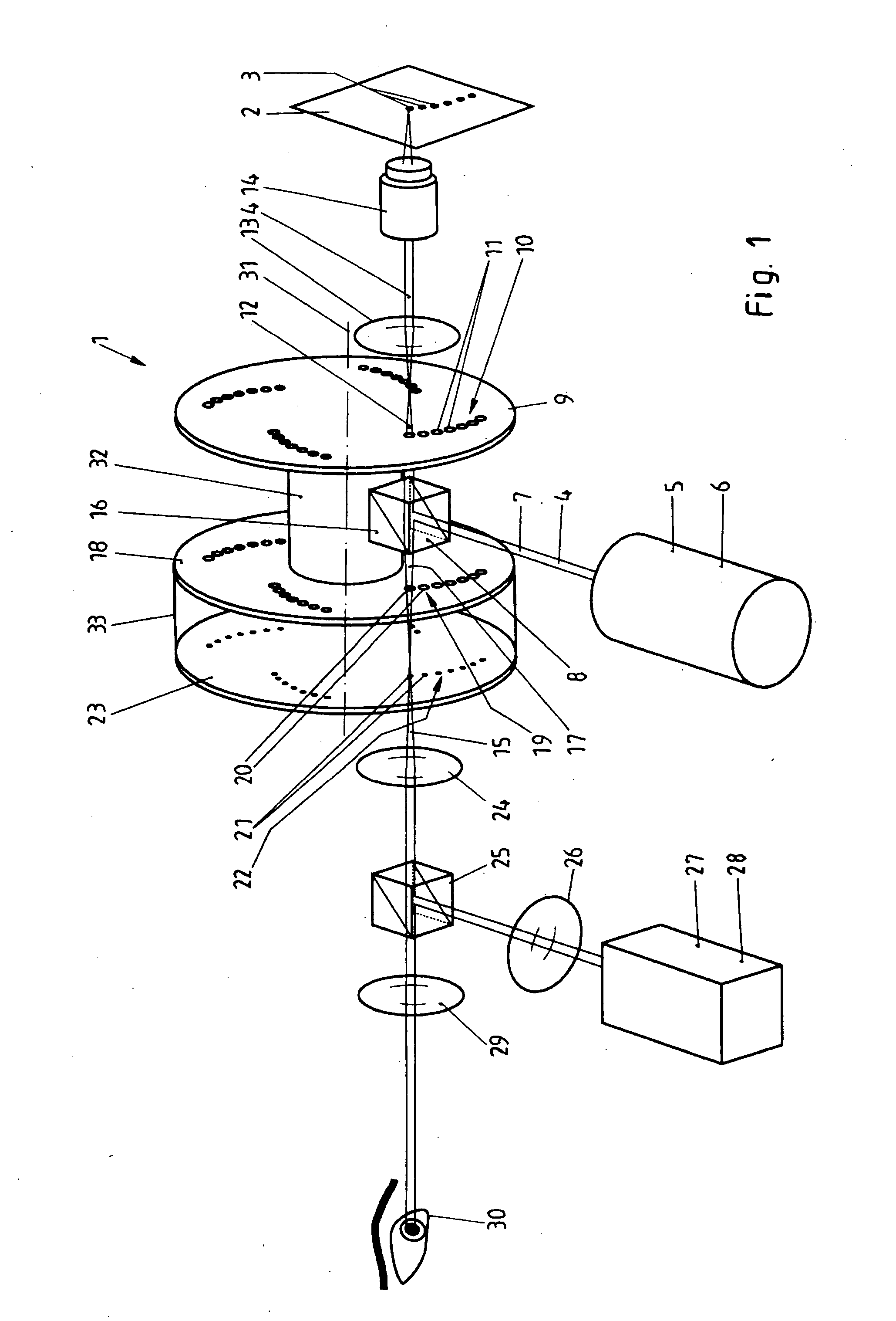 Confocal microscope comprising two microlens arrays and a pinhole diaphragm array