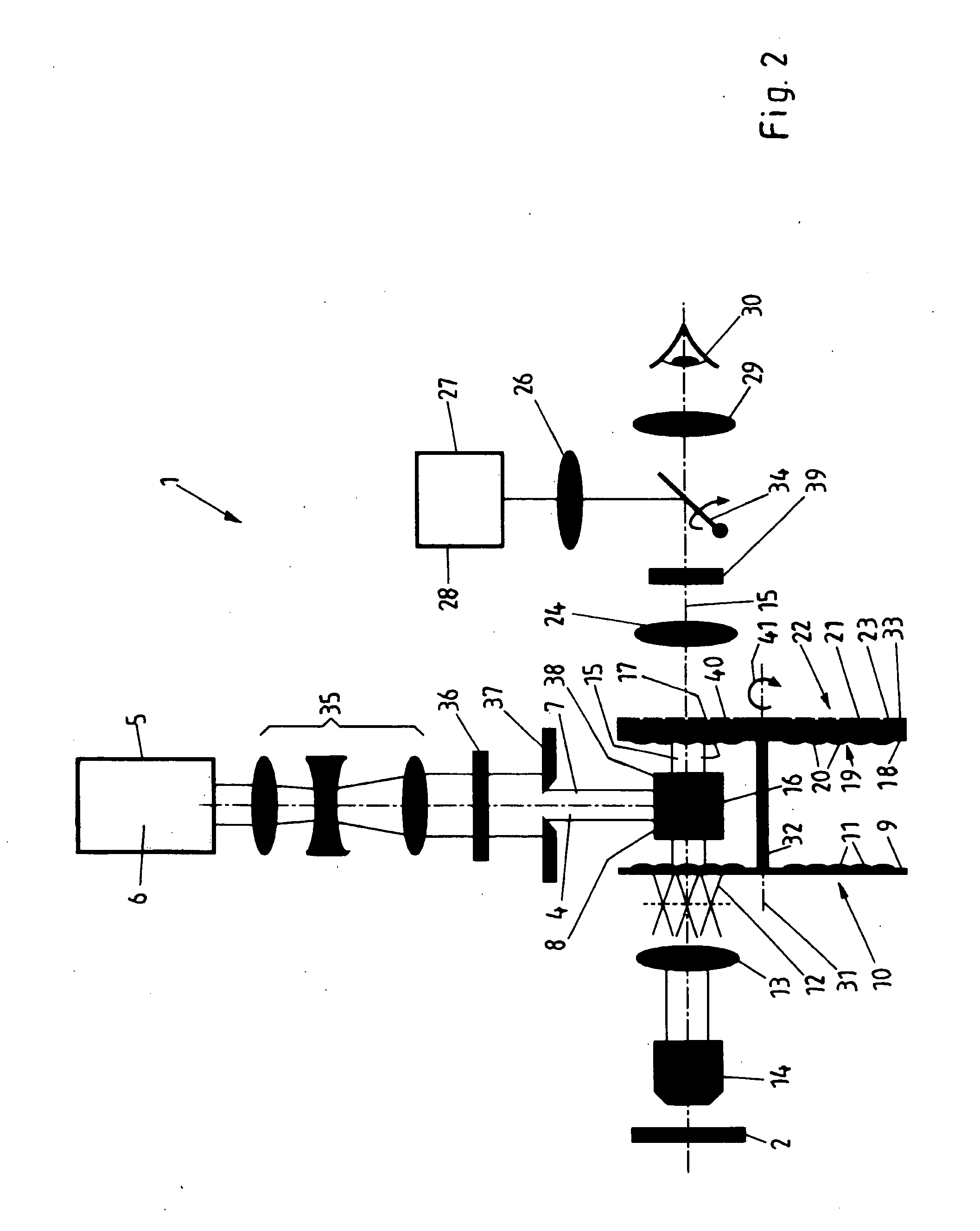 Confocal microscope comprising two microlens arrays and a pinhole diaphragm array