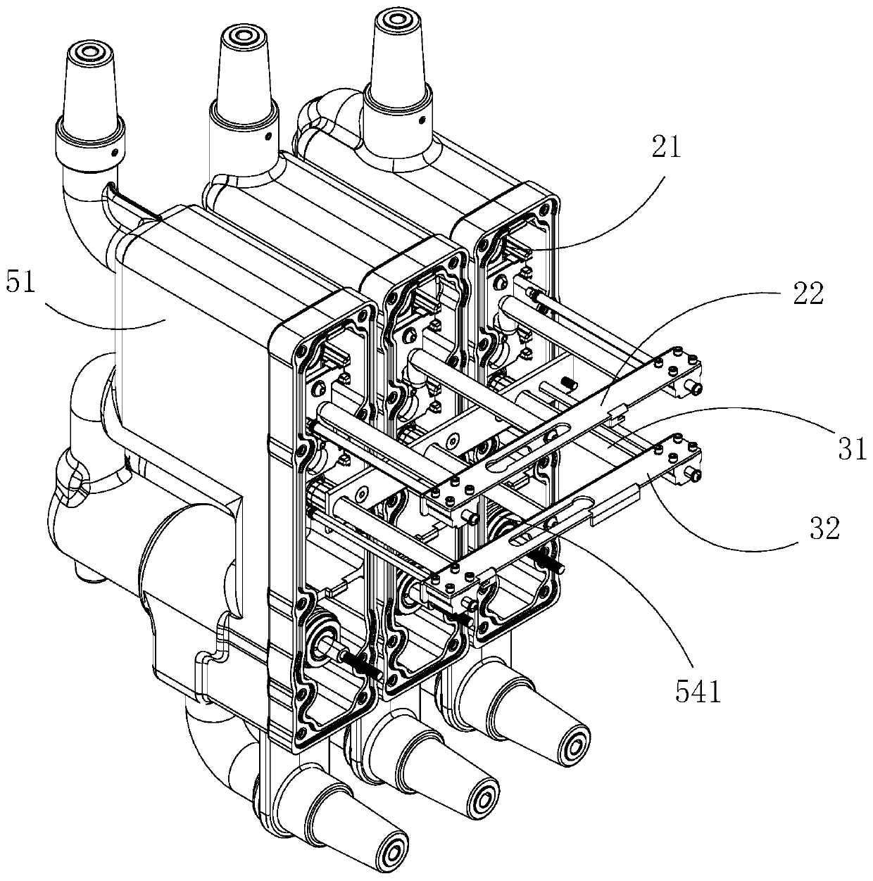 Three-station isolating switch and working method thereof