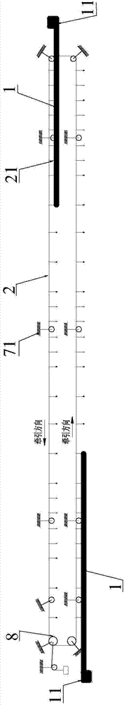 No-catwalk cableway erecting method for main cable strands of suspension bridge