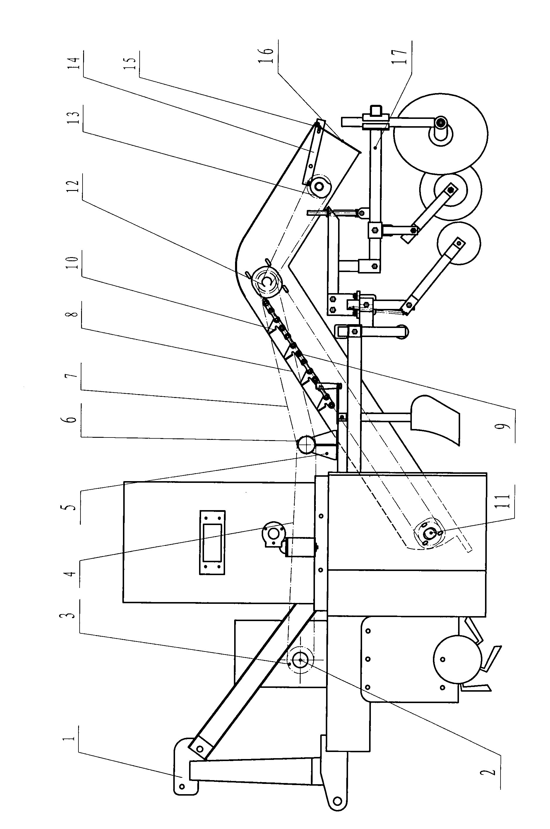 Soil-feeding and film-pressing device of rotary-tillage, ridging, fertilizing and film-mulching machine