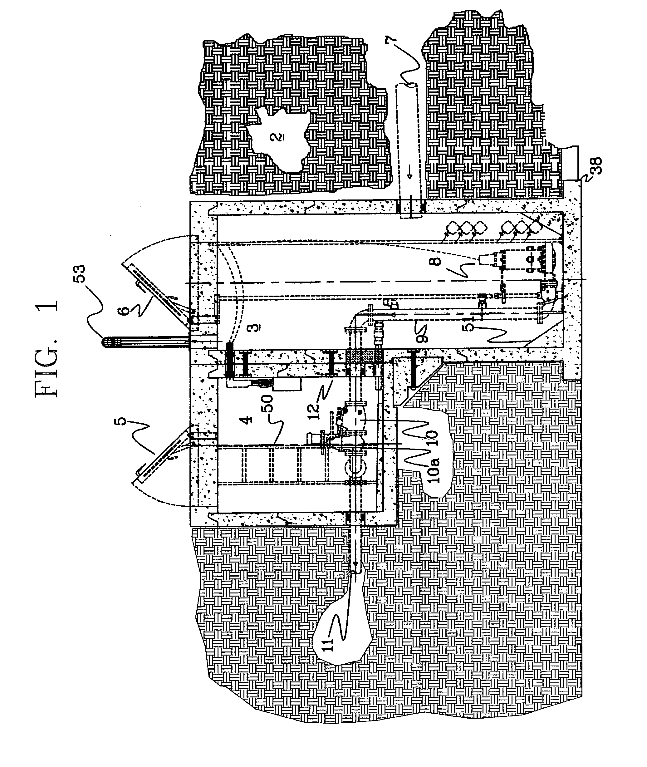 Unitary concrete pumping station for aqueous waste submersible pumping applications