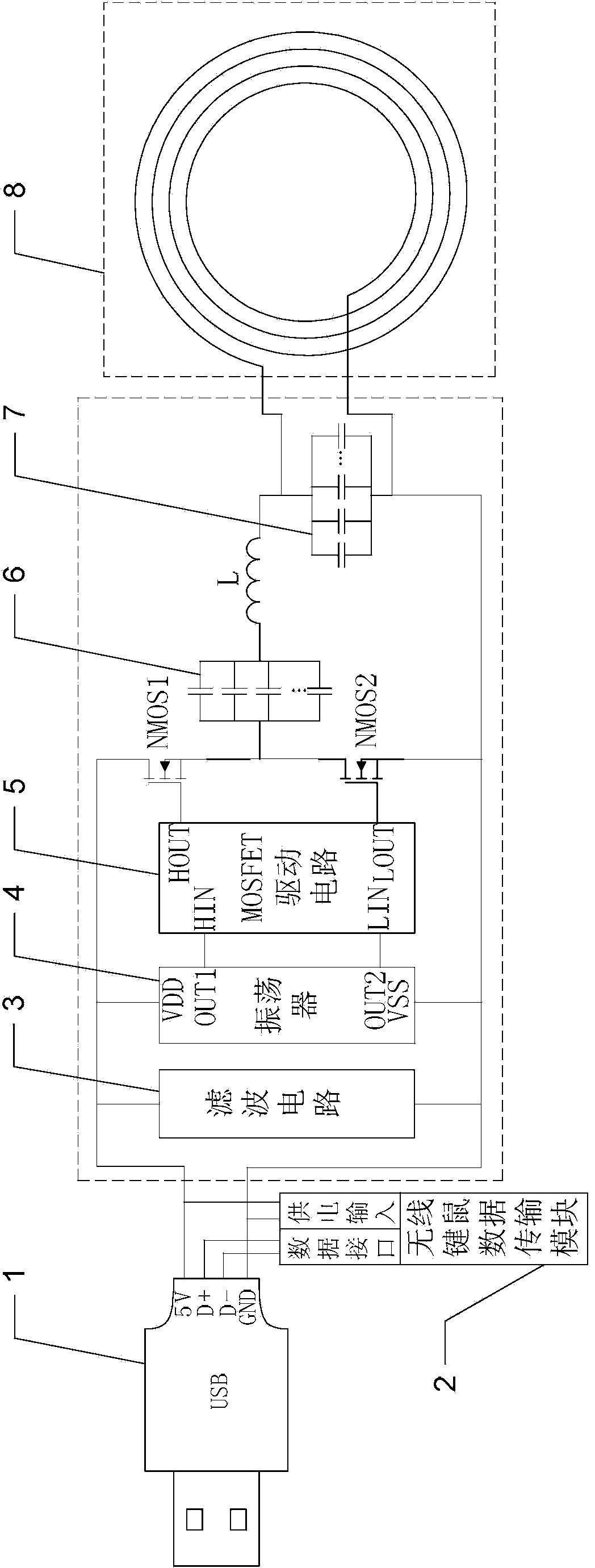 Passive wireless mouse and keyboard based on wireless power transmission