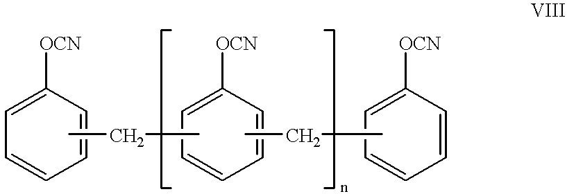 Cyanate resin, polyepoxide and metal complex curing agent