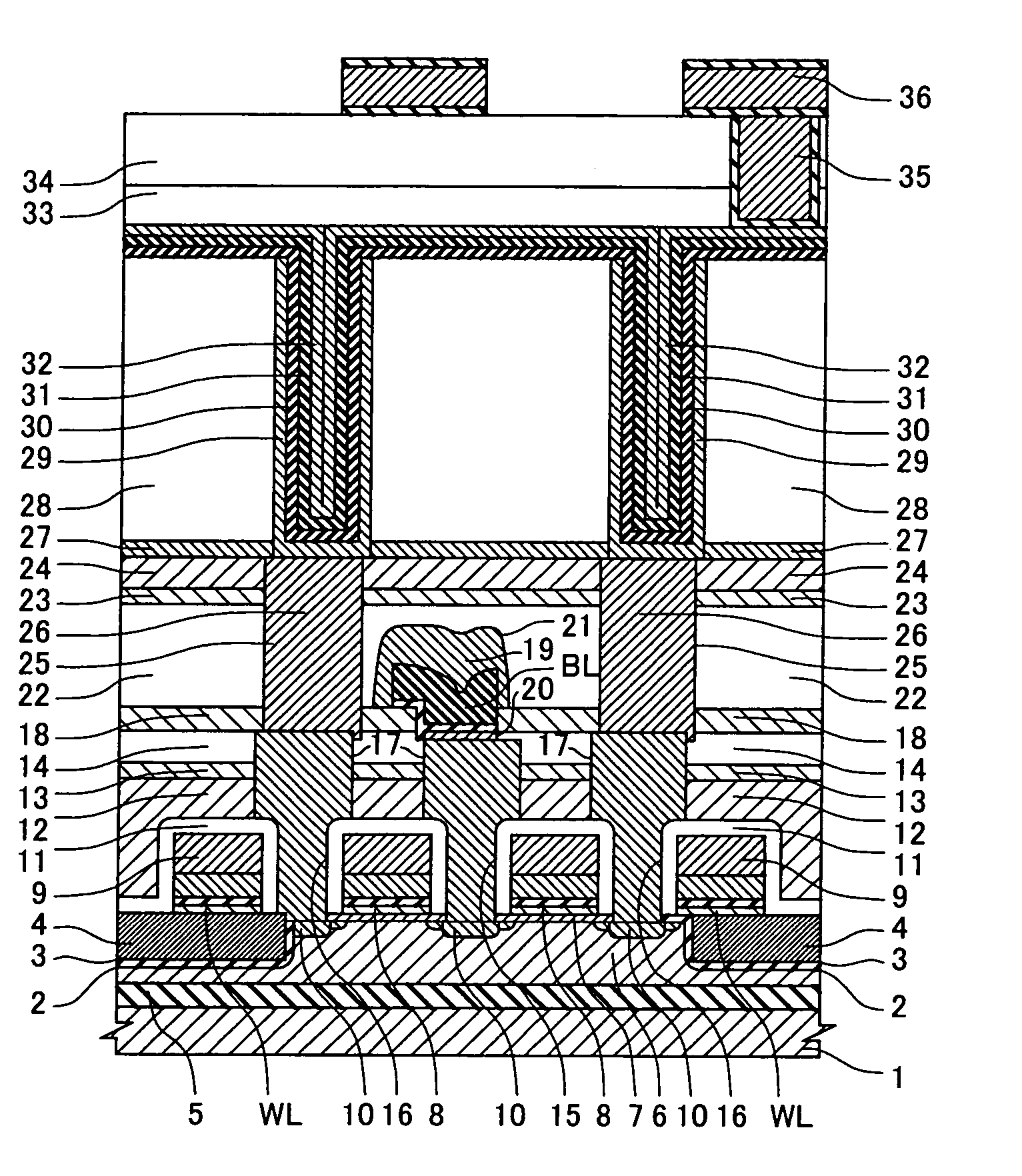 Capacitive electrode having semiconductor layers with an interface of separated grain boundaries