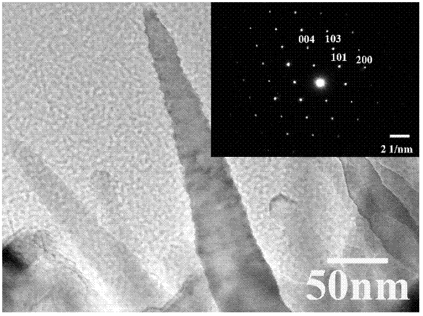 Flowerlike-structure titanium dioxide formed by spindle single crystal and preparation method thereof