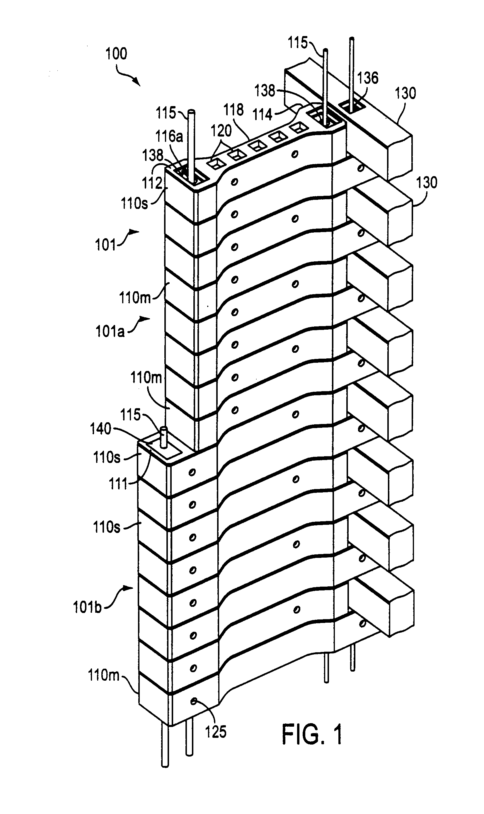 Pre-stressed modular retaining wall system and method