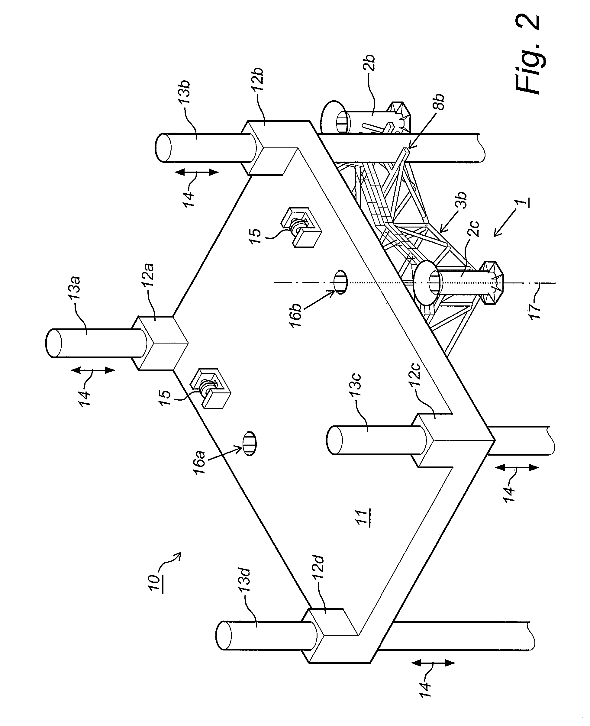 Device for manufacturing a foundation for a mass located at height, associated method and assembly of the device and a jack-up platform