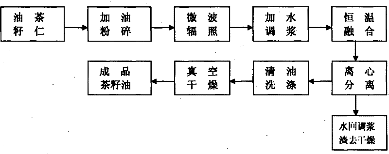 Method for extracting tea seed oil from tea seeds by microwave processing