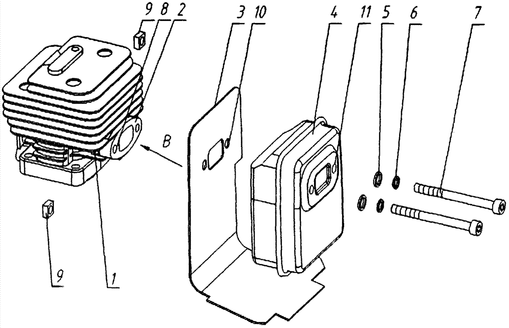 Connection structure of low-emission double-stroke gasoline engine silencer