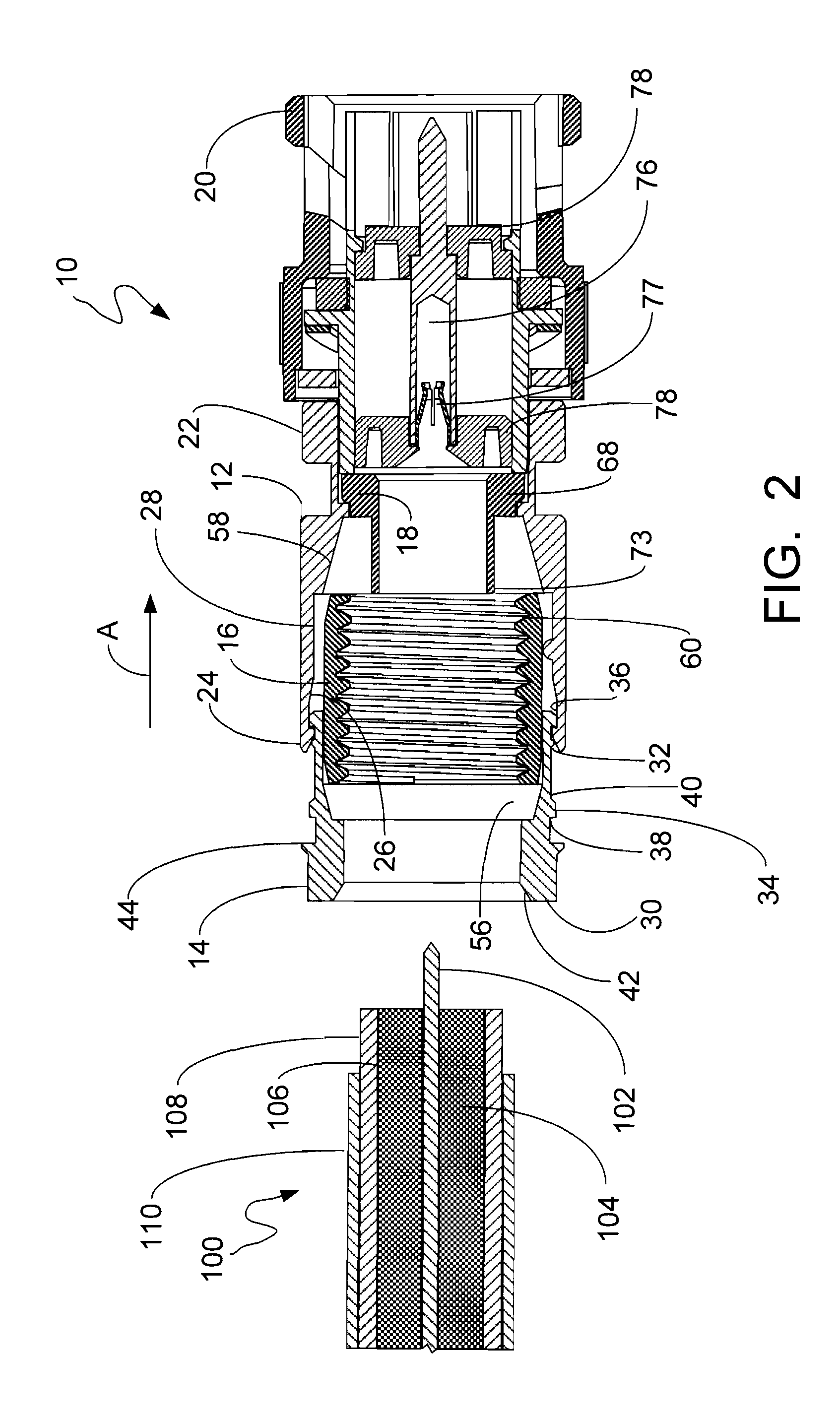 Coaxial cable connector with gripping ferrule