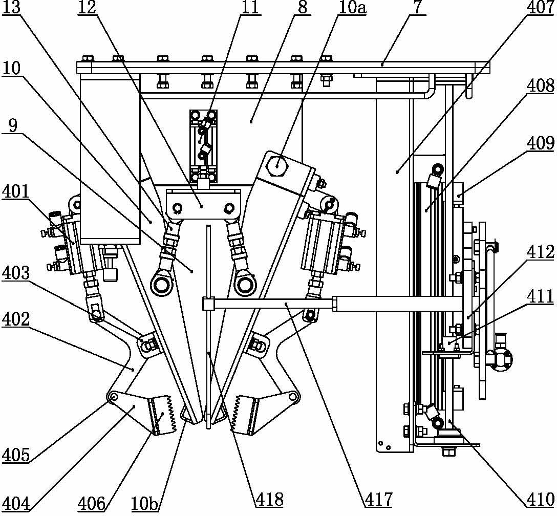 Bag filling, clamping and expanding mechanism with automatic bag loading function